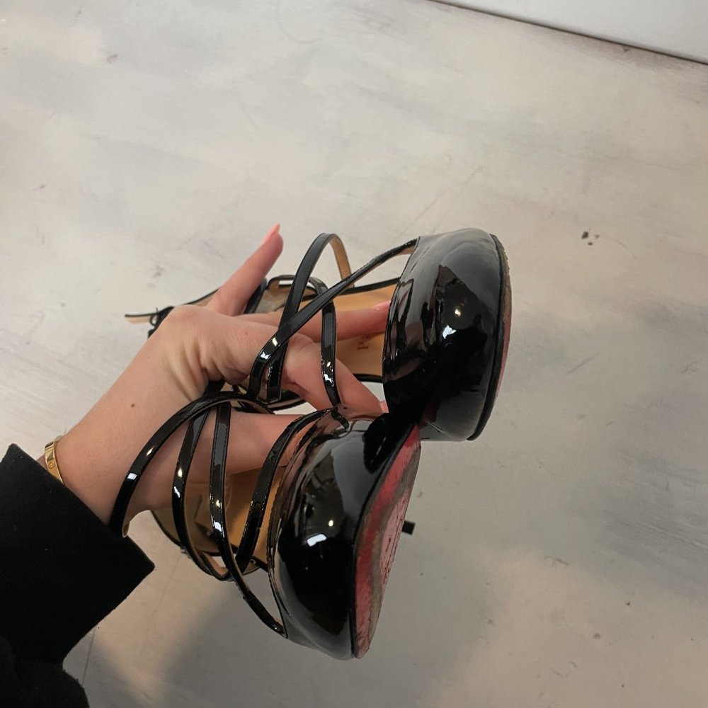 Christian Louboutin Soustelissimo 100 D'Orsay Pumps Black Patent Leather. - Picture 10 of 10